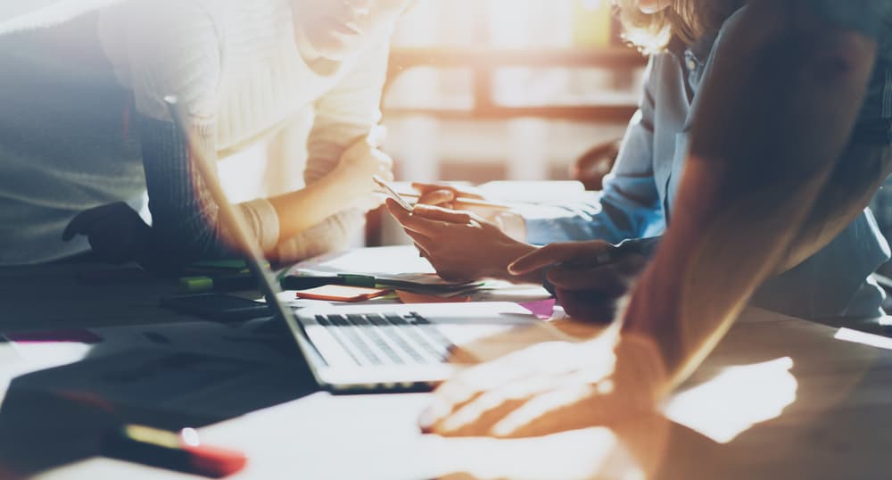 team working on logo design ideas