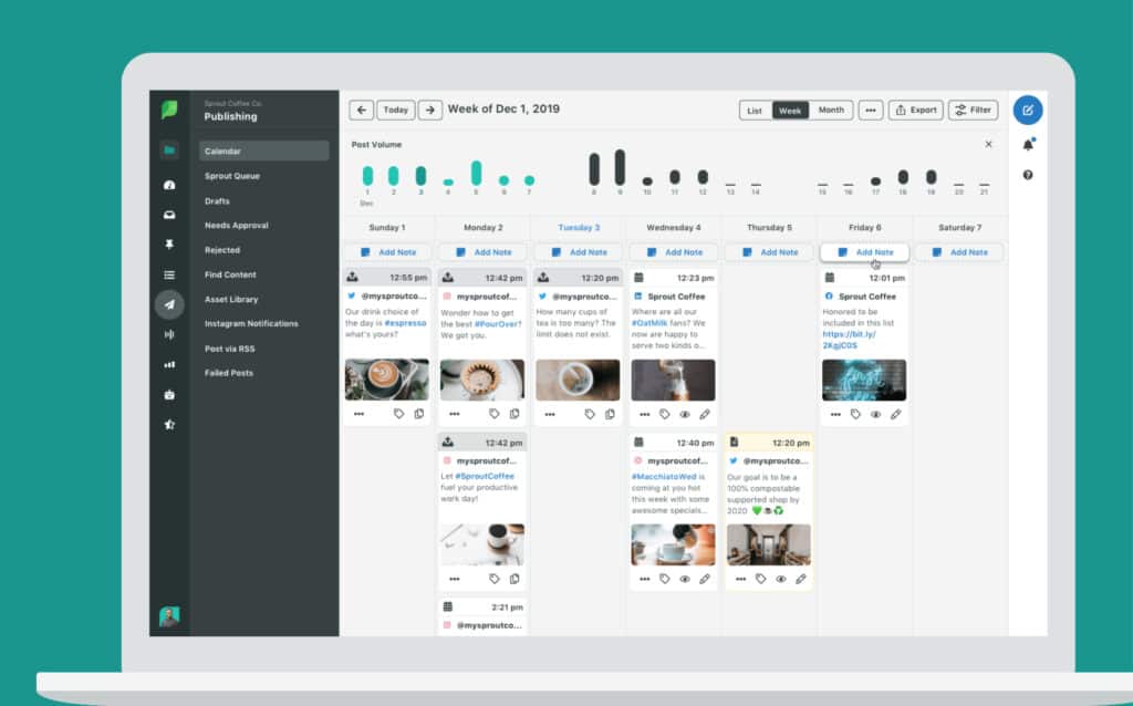 Example of Sprout Social social media scheduling platform