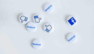 Buttons showing Facebook logo and like sign