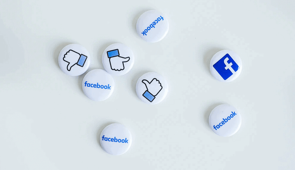 Buttons showing Facebook logo and like sign