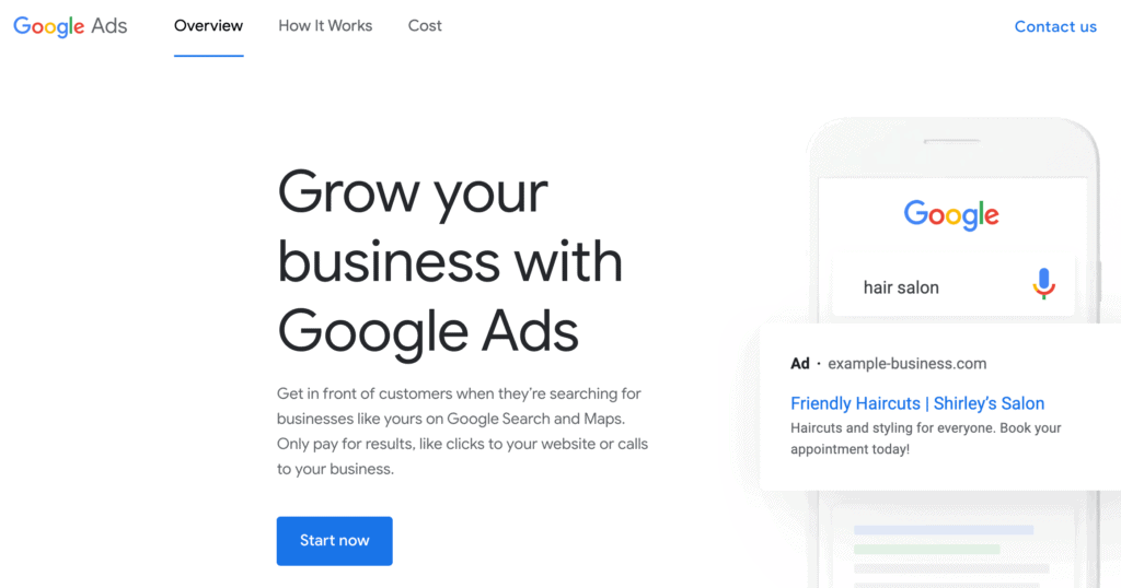 Google Ads Landing Page
